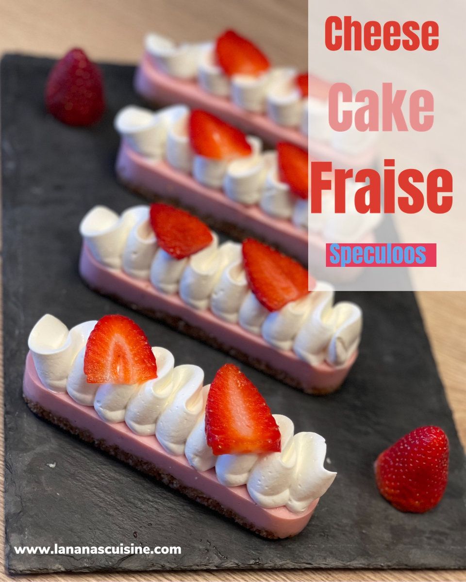 Cheese cake fraise – base spéculoos / sablés de Retz